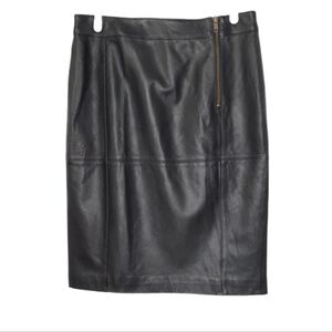 Worthington Genuine Lambskin Leather Pencil Skirt Black Womens Size 8 Lined